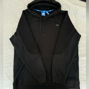 Men’s Adidas Originals Ribbed Sleeve Black Hoodie XL